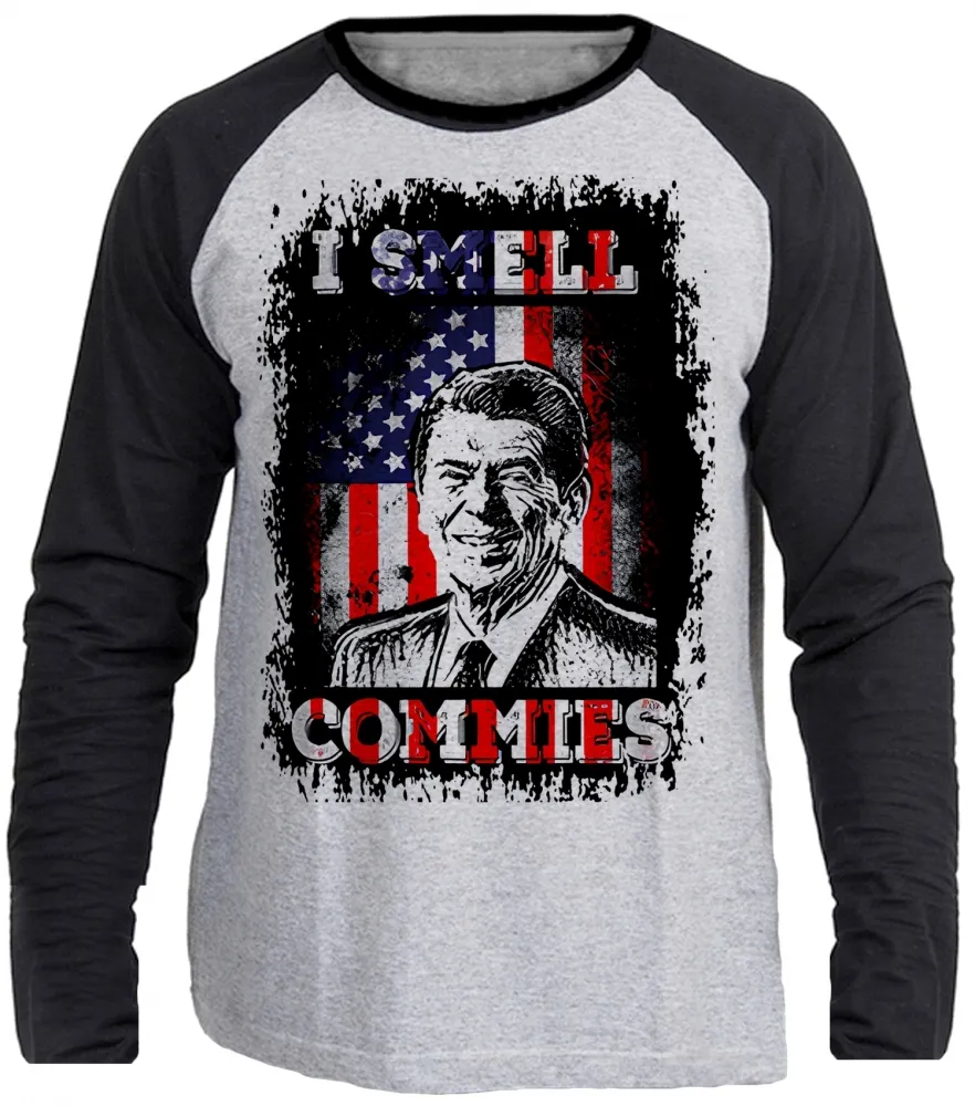 Camiseta manga longa Infantil ou Adulto Ronald Reagan Presidente americano Imagem
