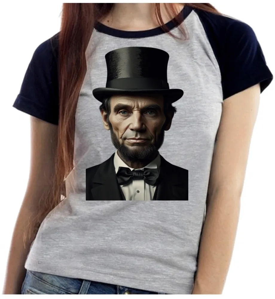 Baby look blusa feminina abraham lincoln 16 presidente
