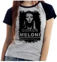 Baby look blusa feminina Giorgia Meloni italia direita - Foto 4