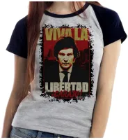 Baby look blusa feminina Javier Milei Liberdade - Foto 3