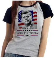 Baby look blusa feminina John F. Kennedy Presidente - Foto 4