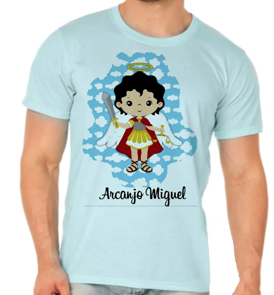 Camiseta adulto ou infantil Arcanjo Miguel Jesus Cristo