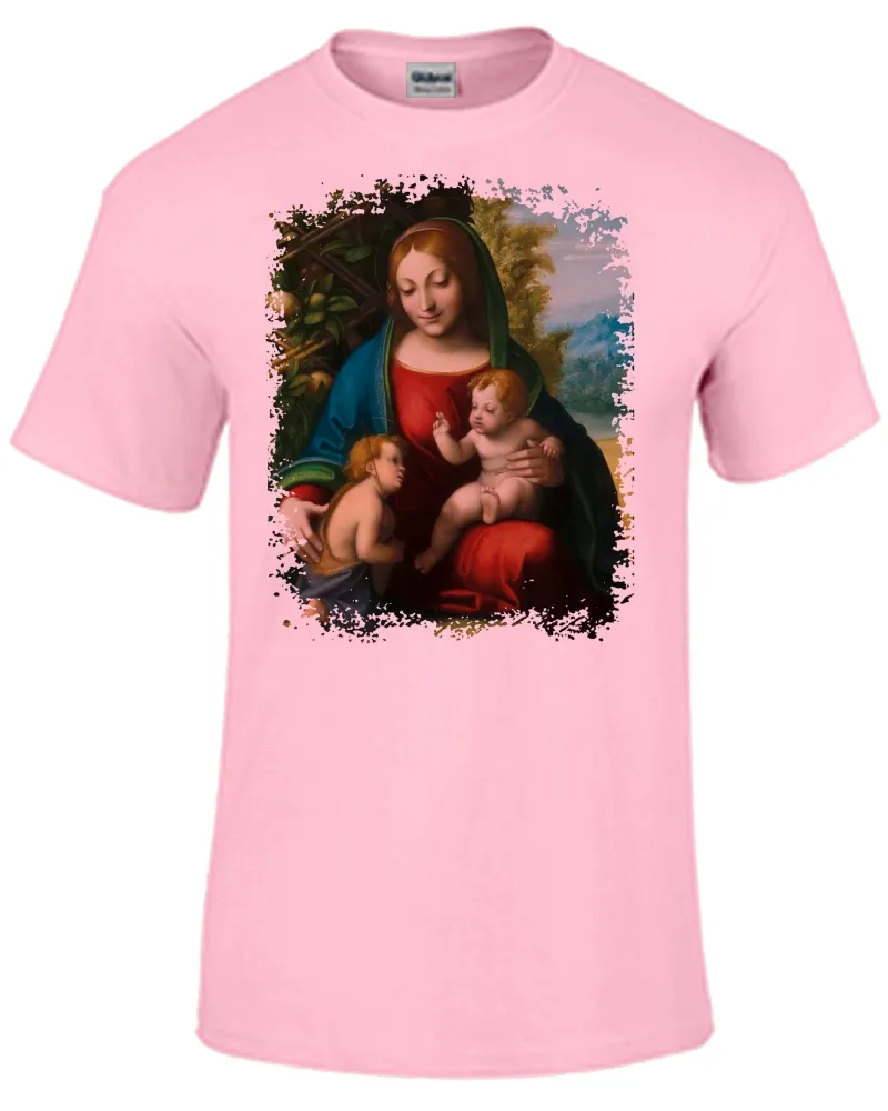 Camiseta adulto ou infantil Nossa Senhora Jesus João batista Imagem
