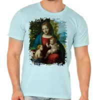 Camiseta adulto ou infantil Nossa Senhora Jesus João batista - Foto 4