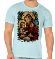 Camiseta adulto ou infantil São Jose Jesus Vitral - Foto 3