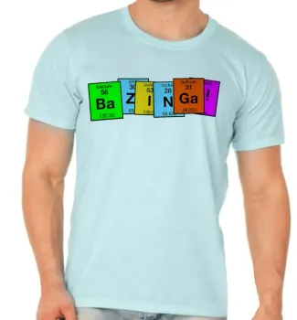 Camiseta adulto ou infantil Bazinga big bang theory tabela