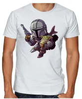 Camiseta adulto ou infantil Mandalorian e baby grogu yoda - Foto 2