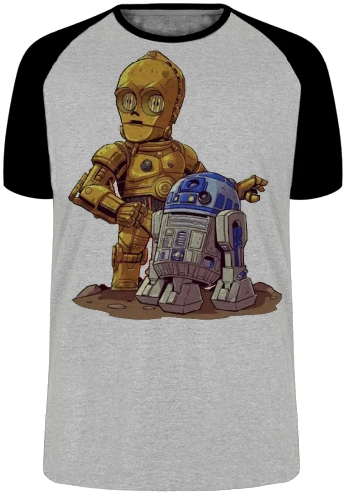 Camiseta adulto ou infantil Robo star wars C 3po r2 d2