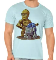 Camiseta adulto ou infantil Robo star wars C 3po r2 d2 - Foto 2