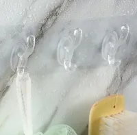 Kit 2 Ganchos Autocolante Transparentes Com 6 Ganchos Multifuncional Cozinha Banheiro - Foto 2