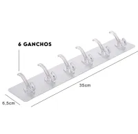 Kit 2 Ganchos Autocolante Transparentes Com 6 Ganchos Multifuncional Cozinha Banheiro - Foto 4