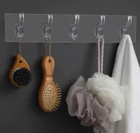 Kit 2 Ganchos Autocolante Transparentes Com 6 Ganchos Multifuncional Cozinha Banheiro - Foto 6