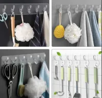 Kit 2 Ganchos Autocolante Transparentes Com 6 Ganchos Multifuncional Cozinha Banheiro - Foto 7