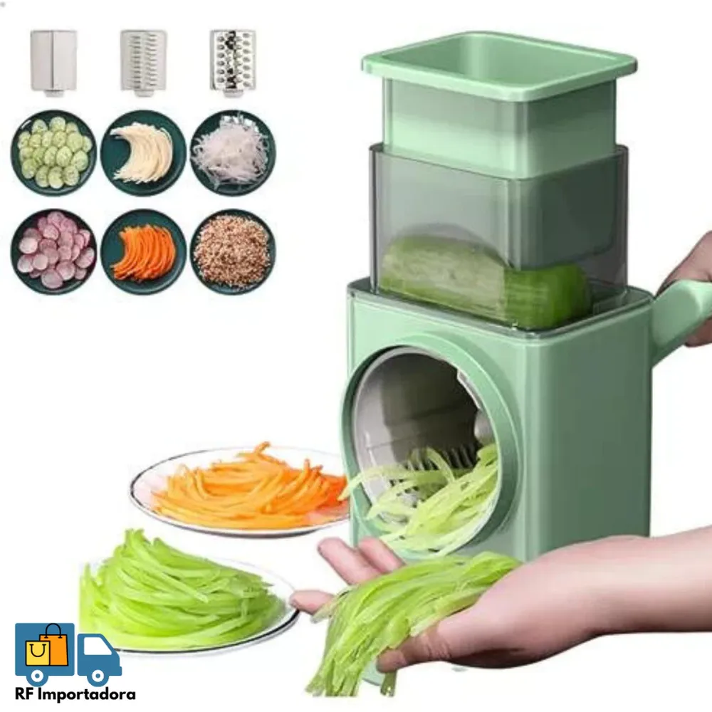 Ralador Cortador De Legumes E Verduras Fatiador De Queijo Giratótio 3 EM 1 Imagem