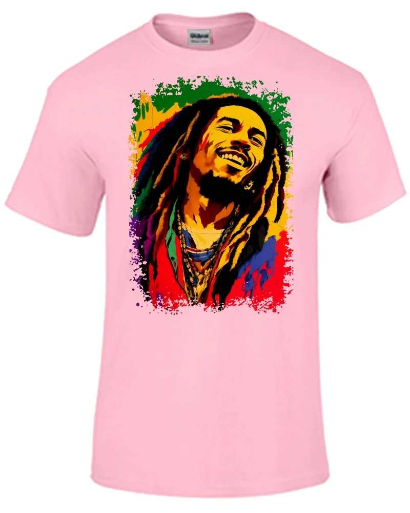 Camiseta adulto ou infantil Bob Marley colorido reggae
