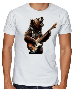 Camiseta adulto ou infantil contra baixo urso rock bear - Foto 2