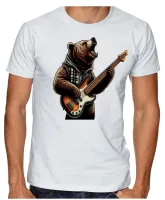 Camiseta adulto ou infantil contra baixo urso rock bear - Foto 2