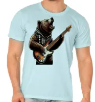 Camiseta adulto ou infantil contra baixo urso rock bear - Foto 4