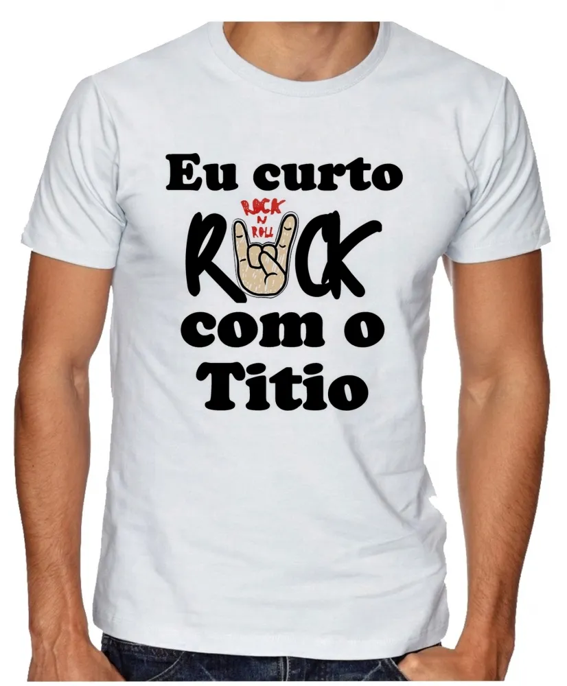 Camiseta adulto ou infantil Eu curto rock com tio Titio Imagem