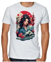 Camiseta adulto ou infantil Japonesa Japão gueixa mulher artista - Foto 2