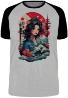 Camiseta adulto ou infantil Japonesa Japão gueixa mulher artista - Foto 4
