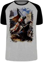 Camiseta adulto ou infantil templario cavaleiro cruzadas - Foto 3