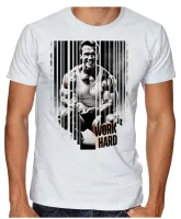 Camiseta adulto ou infantil arnold schwarzenegger ator work hard croos fit academia maromba - Foto 2