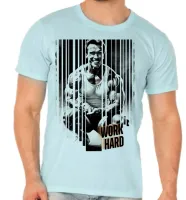 Camiseta adulto ou infantil arnold schwarzenegger ator work hard croos fit academia maromba - Foto 3