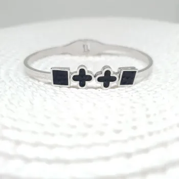 Bracelete trevo e quadrado - Aço Inox 316L