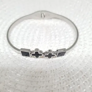 Bracelete trevo e quadrado - Aço Inox 316L - Foto 2
