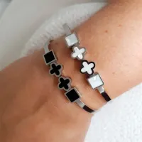 Bracelete trevo e quadrado - Aço Inox 316L - Foto 3