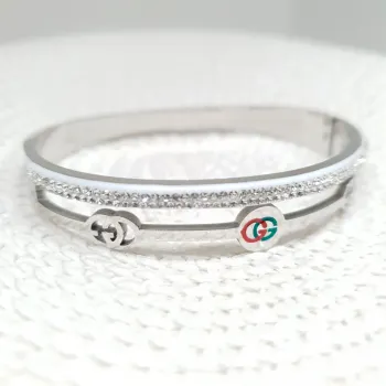 Bracelete gucci com zirconia - Aço Inox 316L