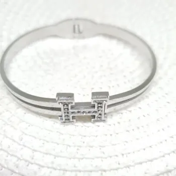 Bracelete estilo hermes com zirconia - Aço Inox 316L