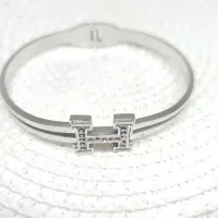  Bracelete estilo hermes com zirconia - Aço Inox 316L
