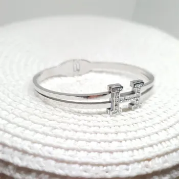  Bracelete estilo hermes com zirconia - Aço Inox 316L - Foto 2