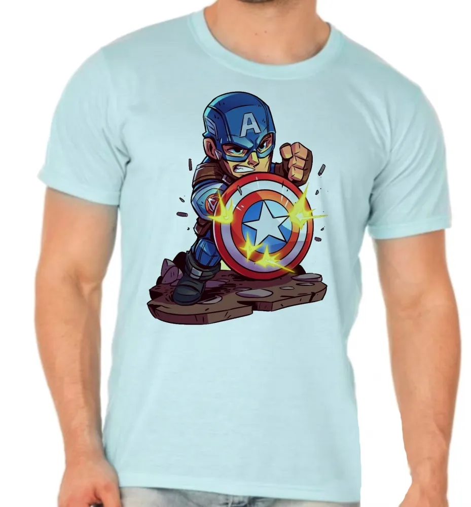 Camiseta adulto ou infantil Capitão america escudo balas