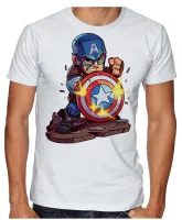 Camiseta adulto ou infantil Capitão america escudo balas - Foto 2