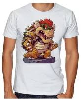Camiseta adulto ou infantil Bowser super Mario vilão dinossauro - Foto 2