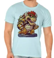 Camiseta adulto ou infantil Bowser super Mario vilão dinossauro - Foto 5