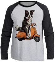 Camiseta manga longa Infantil ou Adulto Cachorro boder collie lambreta - Foto 3