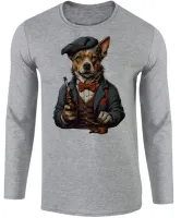 Camiseta manga longa Infantil ou Adulto Cachorro detetive fumando - Foto 2