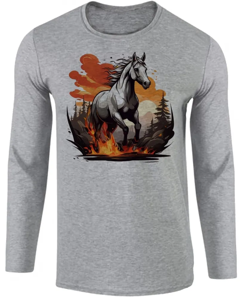 Camiseta manga longa Infantil ou Adulto Cavalo de fogo crioulo raça