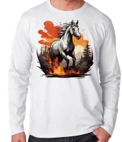 Camiseta manga longa Infantil ou Adulto Cavalo de fogo crioulo raça - Foto 2