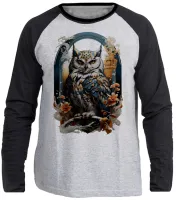 Camiseta manga longa Infantil ou Adulto Coruja passaro ave rapina - Foto 3