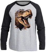 Camiseta manga longa Infantil ou Adulto dinossauro rex Jurassic Park - Foto 2