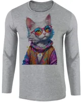 Camiseta manga longa Infantil ou Adulto Gato de oculos intelectual - Foto 2