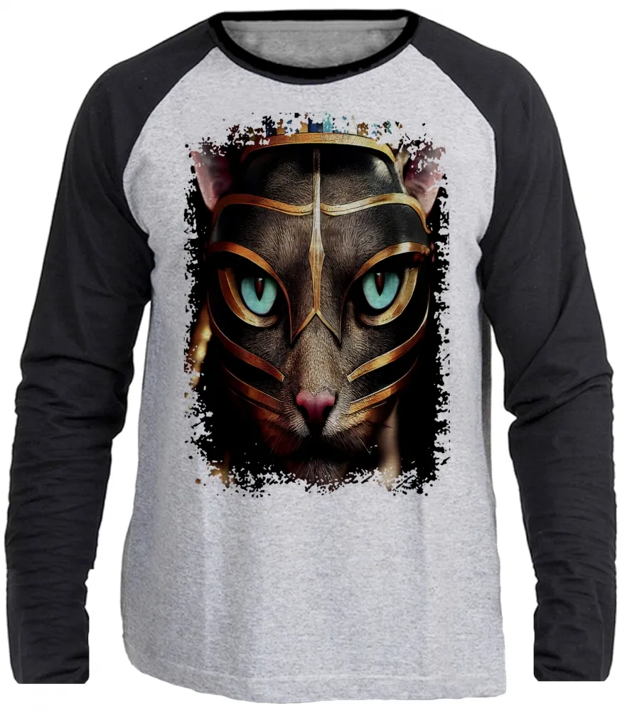 Camiseta manga longa Infantil ou Adulto Gato Egipicio egito piramide Imagem