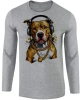 Camiseta manga longa Infantil ou Adulto Pitt bull cachorro corrente dourada - Foto 2