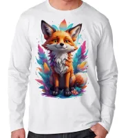 Camiseta manga longa Infantil ou Adulto Raposa fox colorida - Foto 3