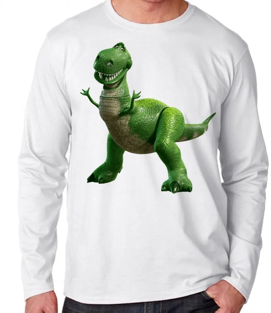 Camiseta manga longa Infantil ou Adulto Rex dinossauro toy story Imagem